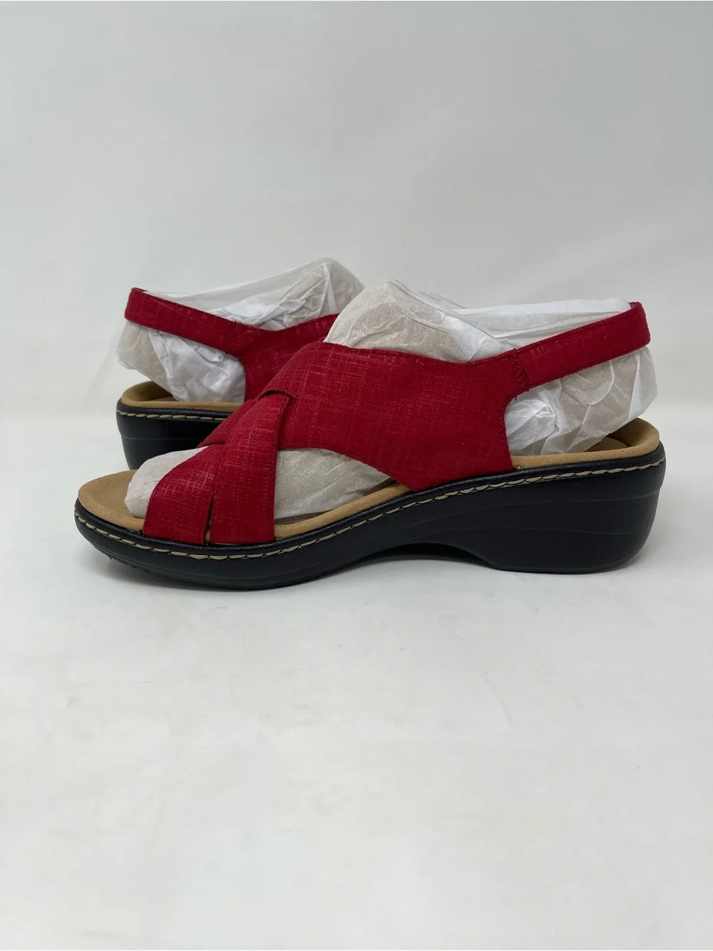 Clarks Collection Merliah Echo Red‎ Sandals Womens Size 8 New Comfort